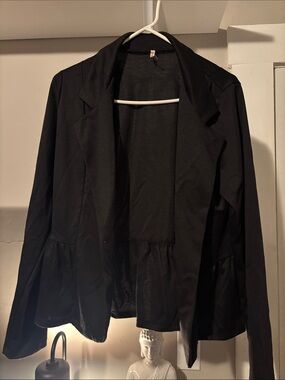 Olivia Moon Black Open-Front Peplum Blazer
